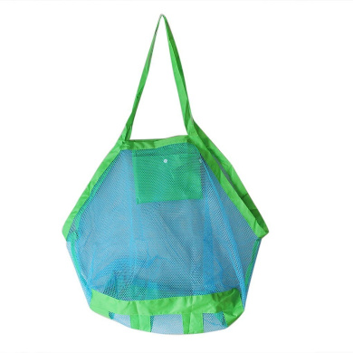 Blue//Green Bllomsem Large Mesh Beach Toys Storage Bag Durable Drawstring Beach for Child Swim and Pool Kids Toys Storage Tote Bags Packs Stay Away From Sand and Water Toys are Not Included
