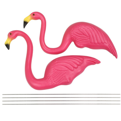 Pair Of Pink Lawn Pond Flamingo Plastic Garden Party Ornaments Decor 54 75cm
