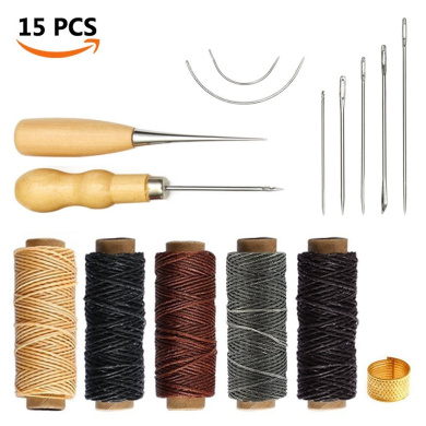 SUPVOX Leather Coin Thimbles Finger Protector Thimble Covers Pin Needle Shields for DIY Craft Accessories Making Needlework