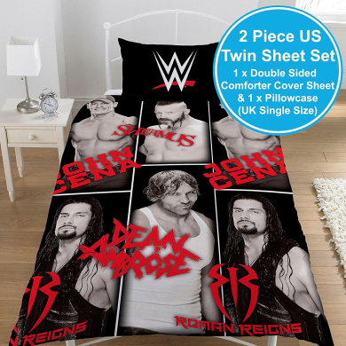 Wwe 4 Stars Roman Reigns John Cena Panel Single Bed Duvet Quilt