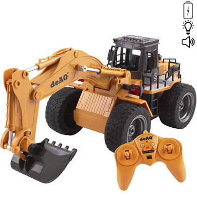 Prom-note 4 Channel Remote Control Fork And Bucket Excavator Construction Digger Truck,1:24 Die Cast RC Excavator 2.4GHz 4 Channel Remote Control Digger Truck Toy
