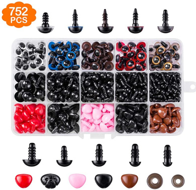 Exceart 280PCS Plastic Safety Eyes and Noses Black Doll Eyes DIY Doll Accessories for Doll Plush Animal and Teddy Bear Craft Scrapbooking Making 100PCS